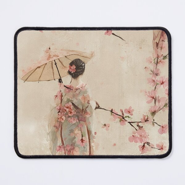 Item preview, Geisha Cherry Blossom Pattern Vintage Japanese Kimono designed and sold by Nine Lives Studio.