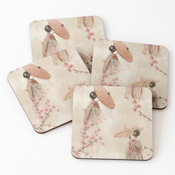 Item preview, Geisha Cherry Blossom Pattern Vintage Japanese Kimono designed and sold by Nine Lives Studio.