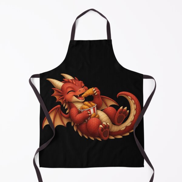 Item preview, Cute Red Dragon Eating Chicken Tenders Funny Foodie Dragon Fantasy Illustration designed and sold by Hatchling Hollow.