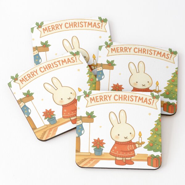 Item preview, Cozy Christmas Bunny Fireplace Holiday Illustration designed and sold by Cozy Moss Studio.