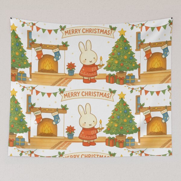 Item preview, Cozy Christmas Bunny Fireplace Holiday Illustration designed and sold by Cozy Moss Studio.