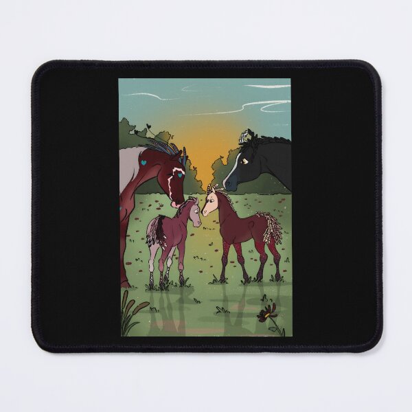 Item preview, Colorful Family of Horses in a Serene Landscape designed and sold by Catsi-Nook-Art.