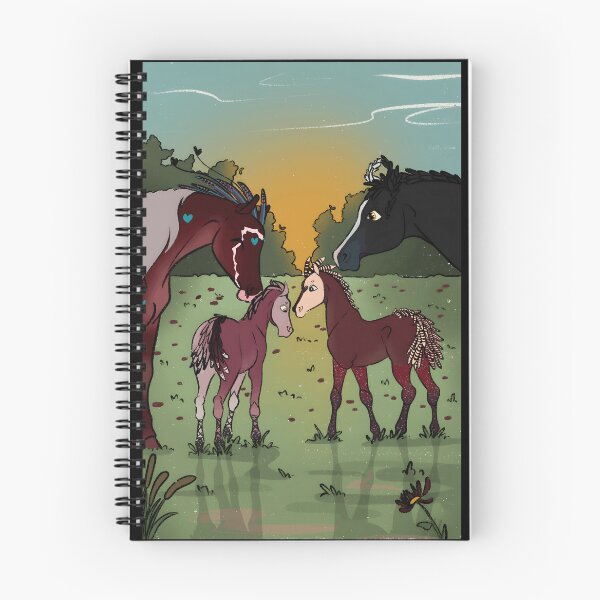 Item preview, Colorful Family of Horses in a Serene Landscape designed and sold by Catsi-Nook-Art.
