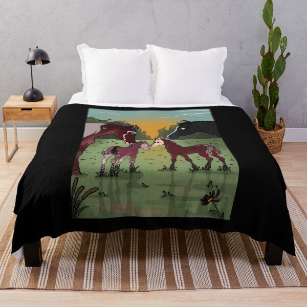 Item preview, Colorful Family of Horses in a Serene Landscape designed and sold by Catsi-Nook-Art.