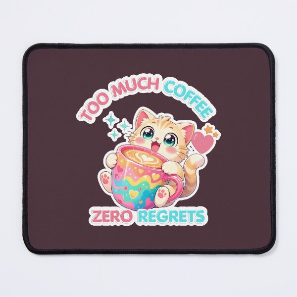 Item preview, Too Much Coffee Zero Regrets Cute Kawaii Cat designed and sold by DNBY.
