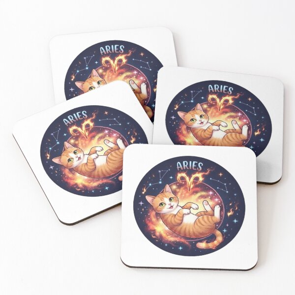 Item preview, Cute Aries Cat Galaxy Space Zodiac Sign designed and sold by PetalsPaws.