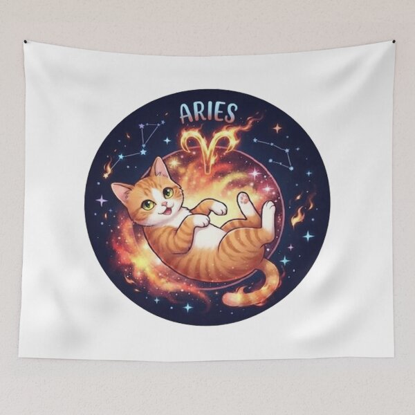 Item preview, Cute Aries Cat Galaxy Space Zodiac Sign designed and sold by PetalsPaws.
