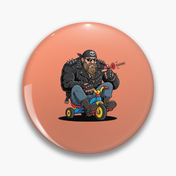 Item preview, Badass Biker Riding Tiny Tricycle Squeak Horn Funny Motorcycle Humor Pop Art designed and sold by Rare By Hero.