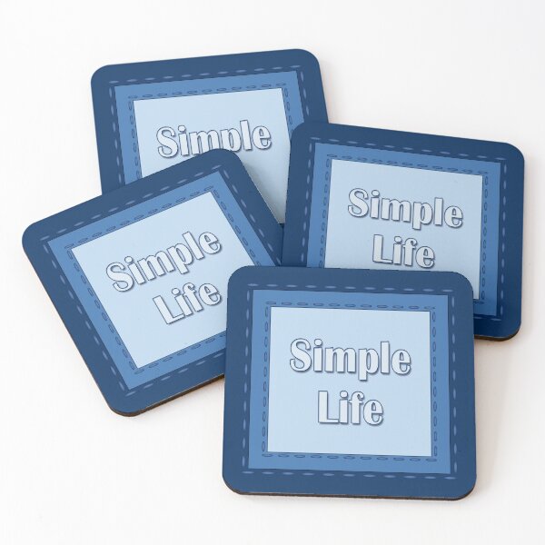 Item preview, The inscription "Simple life" in simulated textile frames of blue color shades designed and sold by Cherevan.
