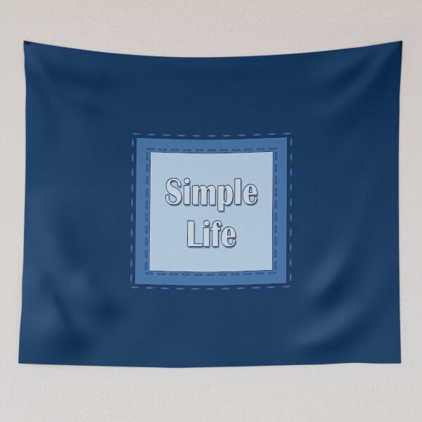 Item preview, The inscription "Simple life" in simulated textile frames of blue color shades designed and sold by Cherevan.