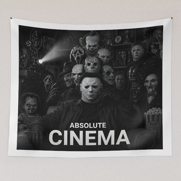 Item preview, Absolute Cinema Icons Horror Movie Night Legendary Killers Black and White Art designed and sold by LoomisDreams.