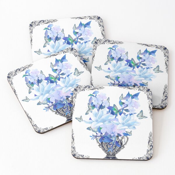 Item preview, Blue Lotus Bouquet with Butterflies in Sapphire Jeweled Vase designed and sold by Extremeallie.