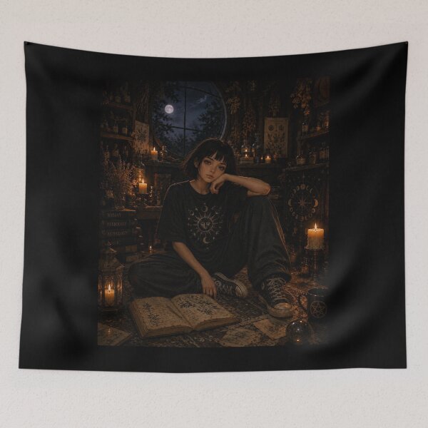Item preview, Witchcore Girl in a Dark Magic Apothecary designed and sold by litleelseart.