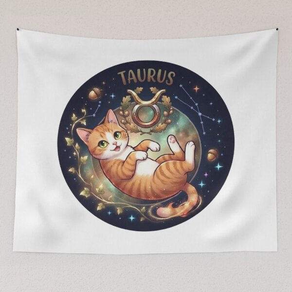 Item preview, Taurus Cute Orange Cat Zodiac Astrology Cosmic designed and sold by PetalsPaws.