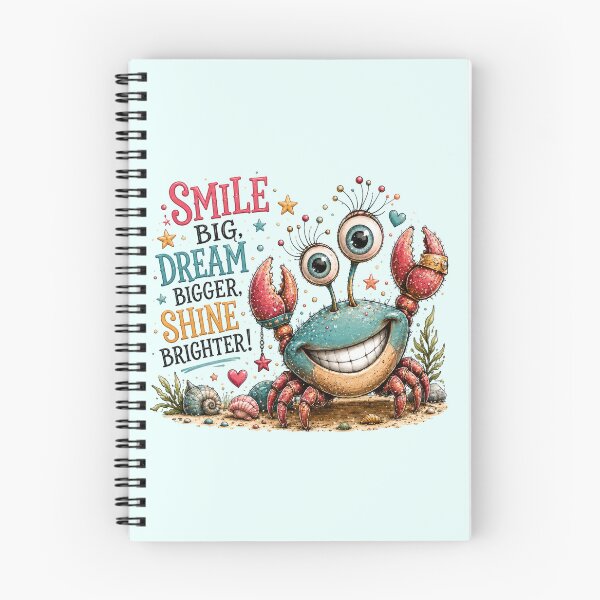 Item preview, Smile Big Dream Bigger Shine Brighter - Cute Happy Crab Quote Art designed and sold by FrescoDesign.