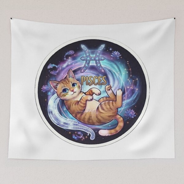 Item preview, Pisces Cute Orange Cat Zodiac Astrology Cosmic designed and sold by PetalsPaws.