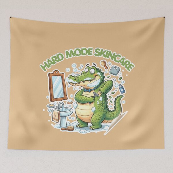 Item preview, Hard Mode Skincare Funny Alligator Beauty Routine designed and sold by DNBY.