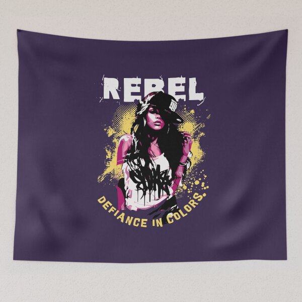 Item preview, Rebel girl - Pink and yellow stencil graffiti - hip hop designed and sold by Pics'Elle Creations.