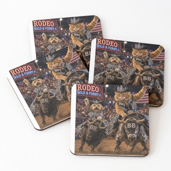Item preview, Wild and Furry Rodeo Cat and Dog Bull Riding Champions designed and sold by Extremeallie.