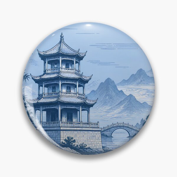 Item preview, Chinese Temple Vintage Stamp Poster | Ancient China Landscape Art | Traditional Asian Heritage Illustration.  designed and sold by TialCorner.