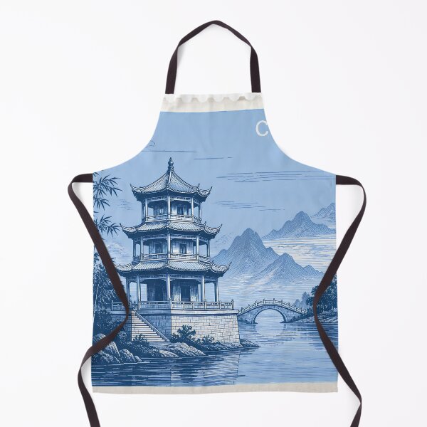Item preview, Chinese Temple Vintage Stamp Poster | Ancient China Landscape Art | Traditional Asian Heritage Illustration.  designed and sold by TialCorner.