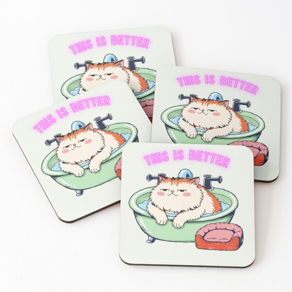 Item preview, This Is Better – Funny Cat in Bathtub with Ignored Cat Bed designed and sold by Mousy17.