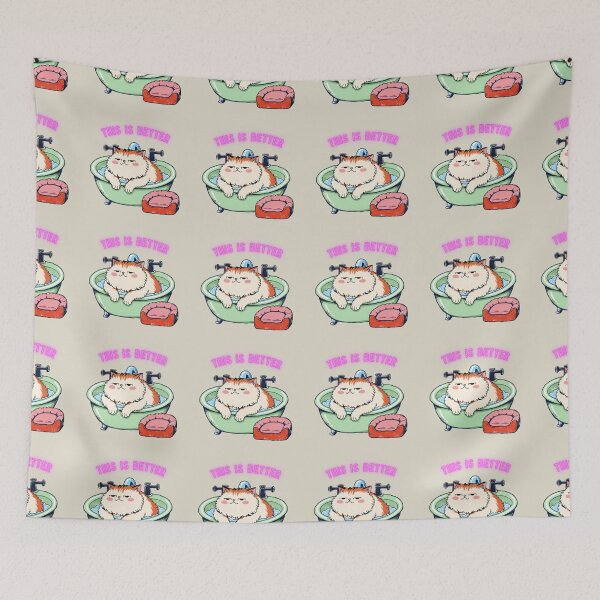 Item preview, This Is Better – Funny Cat in Bathtub with Ignored Cat Bed designed and sold by Mousy17.