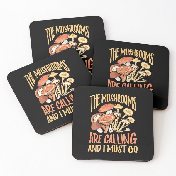 Item preview, The Mushrooms Are Calling Sticker — Cozy Mushroom Forest Typography Art designed and sold by Krasnovaovaova.