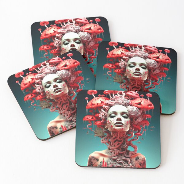 Item preview, Science Fiction Female Wrapped In Red Psychedelic Mushrooms designed and sold by DEC02.