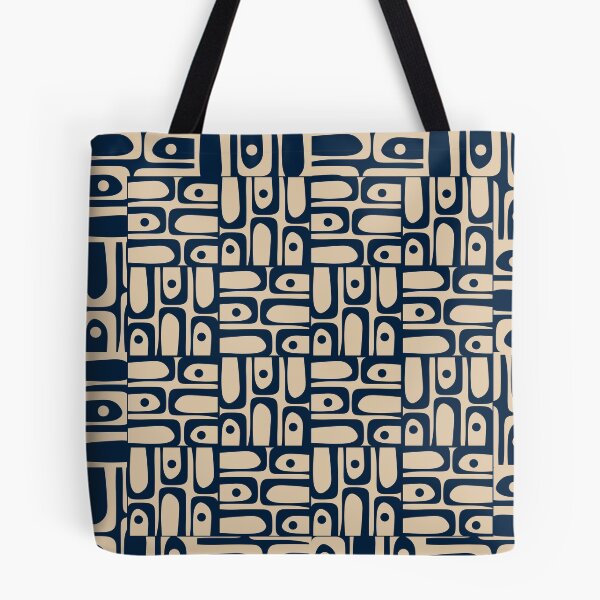 Item preview, Mid Century Modern Abstract Geometric Piquet Framed Pattern in Mid Mod Navy Blue and Beige designed and sold by kierkegaard.