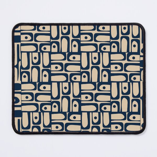 Item preview, Mid Century Modern Abstract Geometric Piquet Framed Pattern in Mid Mod Navy Blue and Beige designed and sold by kierkegaard.