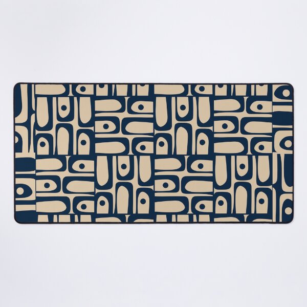 Item preview, Mid Century Modern Abstract Geometric Piquet Framed Pattern in Mid Mod Navy Blue and Beige designed and sold by kierkegaard.