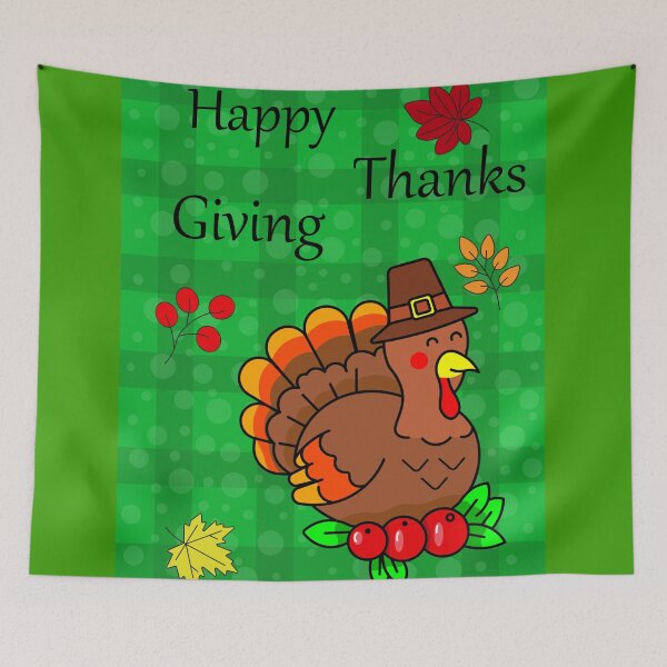 Artikelvorschau, Fröhlichen Thanksgiving-Truthahn mit Herbstlaub und Beeren entworfen und verkauft von DoveArtDesigns.