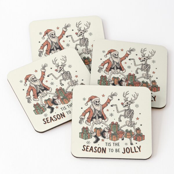 Item preview, Tis the Season to be Jolly Skeleton Santa Reindeer Vintage Christmas  designed and sold by Milasneeze.