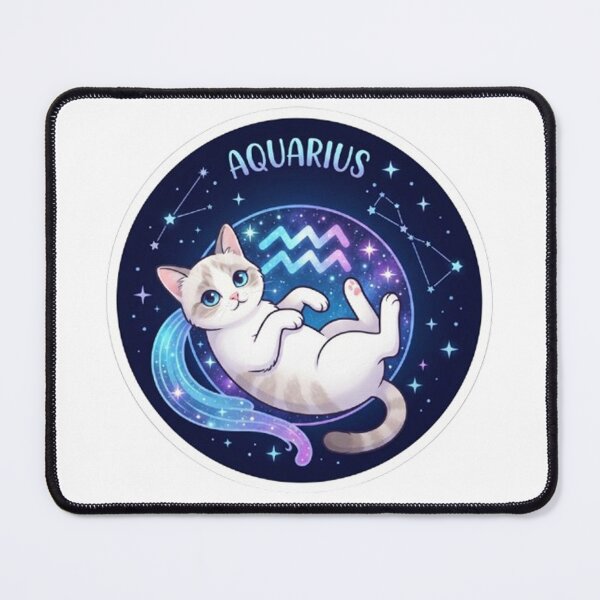 Item preview, Cute Aquarius Zodiac Cat Space Galaxy Stars Astrology designed and sold by PetalsPaws.