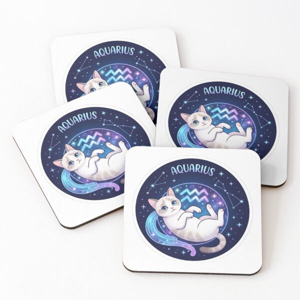 Item preview, Cute Aquarius Zodiac Cat Space Galaxy Stars Astrology designed and sold by PetalsPaws.