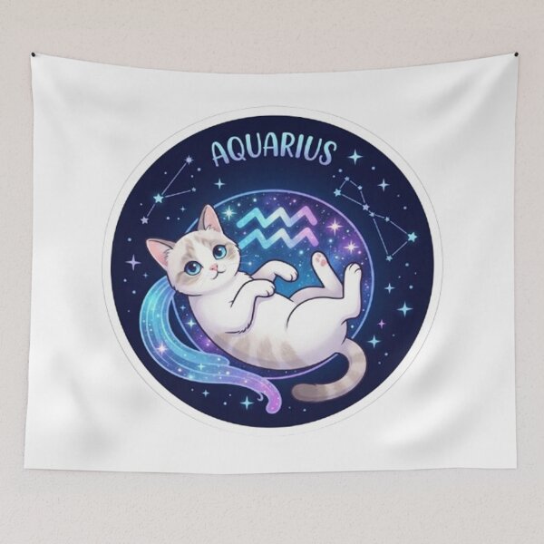 Item preview, Cute Aquarius Zodiac Cat Space Galaxy Stars Astrology designed and sold by PetalsPaws.