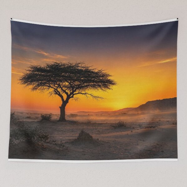 Item preview, Resilient Acacia Tree Desert Sunset Wall Art | Golden Orange African Landscape designed and sold by Everleaf Studio.