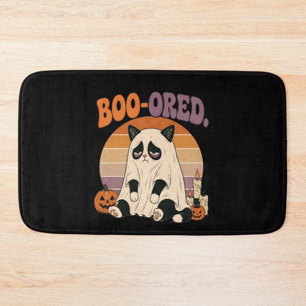 Item preview, Boo-ored Tired Ghost Cat Funny Halloween Meme designed and sold by Retro Whiskers.