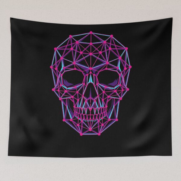 Item preview, Neon Geometric Wireframe Skull designed and sold by MarCinu Art.