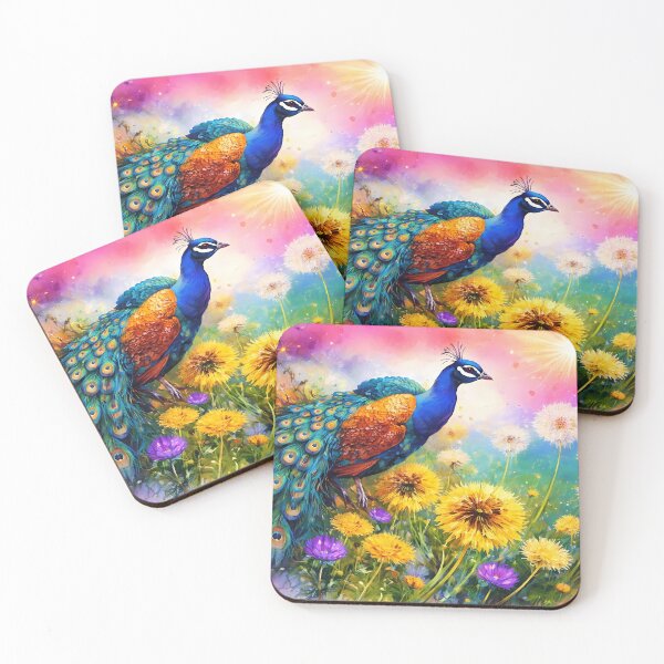 Item preview, Vibrant Peacock in a Flower Field designed and sold by cuprum.