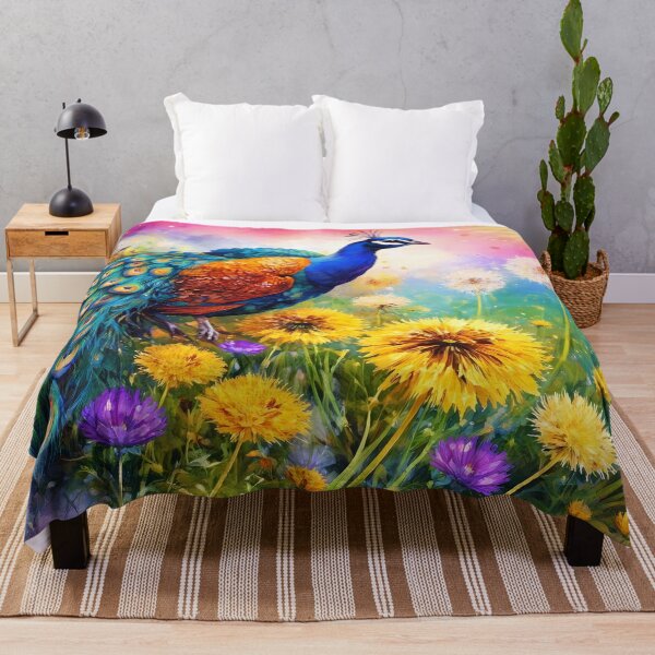 Item preview, Vibrant Peacock in a Flower Field designed and sold by cuprum.