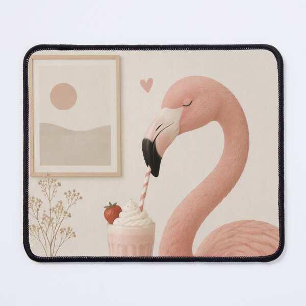 Item preview, Hygge Flamingo & Milkshake "DELICIOUS" Portrait designed and sold by NickWhittleArt.