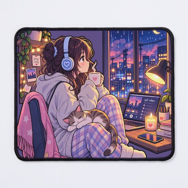 Item preview, Lo-fi Girl Cozy Night Rain City Vibes designed and sold by littlepiptales.