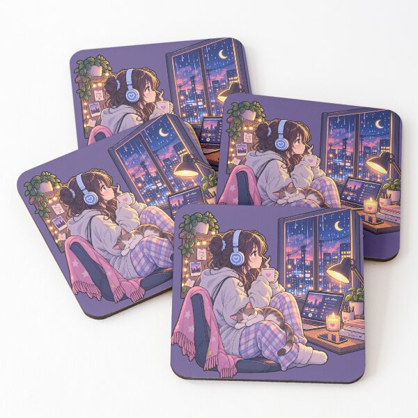 Item preview, Lo-fi Girl Cozy Night Rain City Vibes designed and sold by littlepiptales.