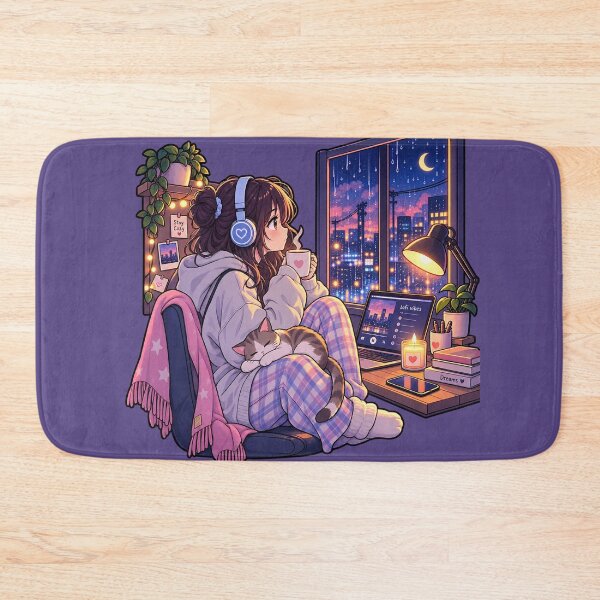Item preview, Lo-fi Girl Cozy Night Rain City Vibes designed and sold by littlepiptales.