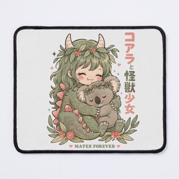 Item preview, Koala and Kaiju Girl Mates Forever Cute Australian Kawaii Monster Hugging Koala With Eucalyptus Wreath Illustration designed and sold by Yellowriversss.
