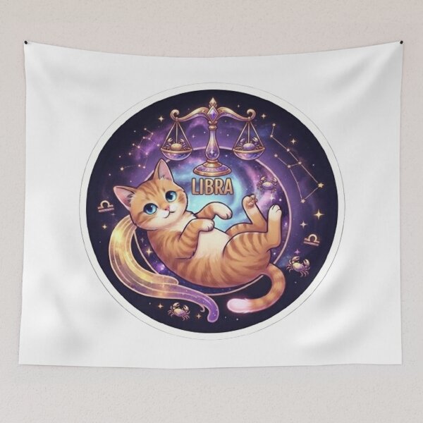 Item preview, Cute Libra Zodiac Cat Space Galaxy Stars Astrology designed and sold by PetalsPaws.