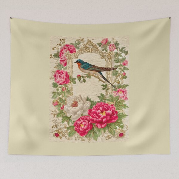 Item preview, Barn Swallow with Peonies Print designed and sold by CMooreWorx.