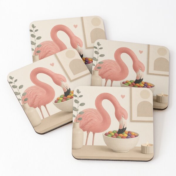 Item preview, Hygge Flamingo & Skittles "DELICIOUS" Portrait designed and sold by NickWhittleArt.